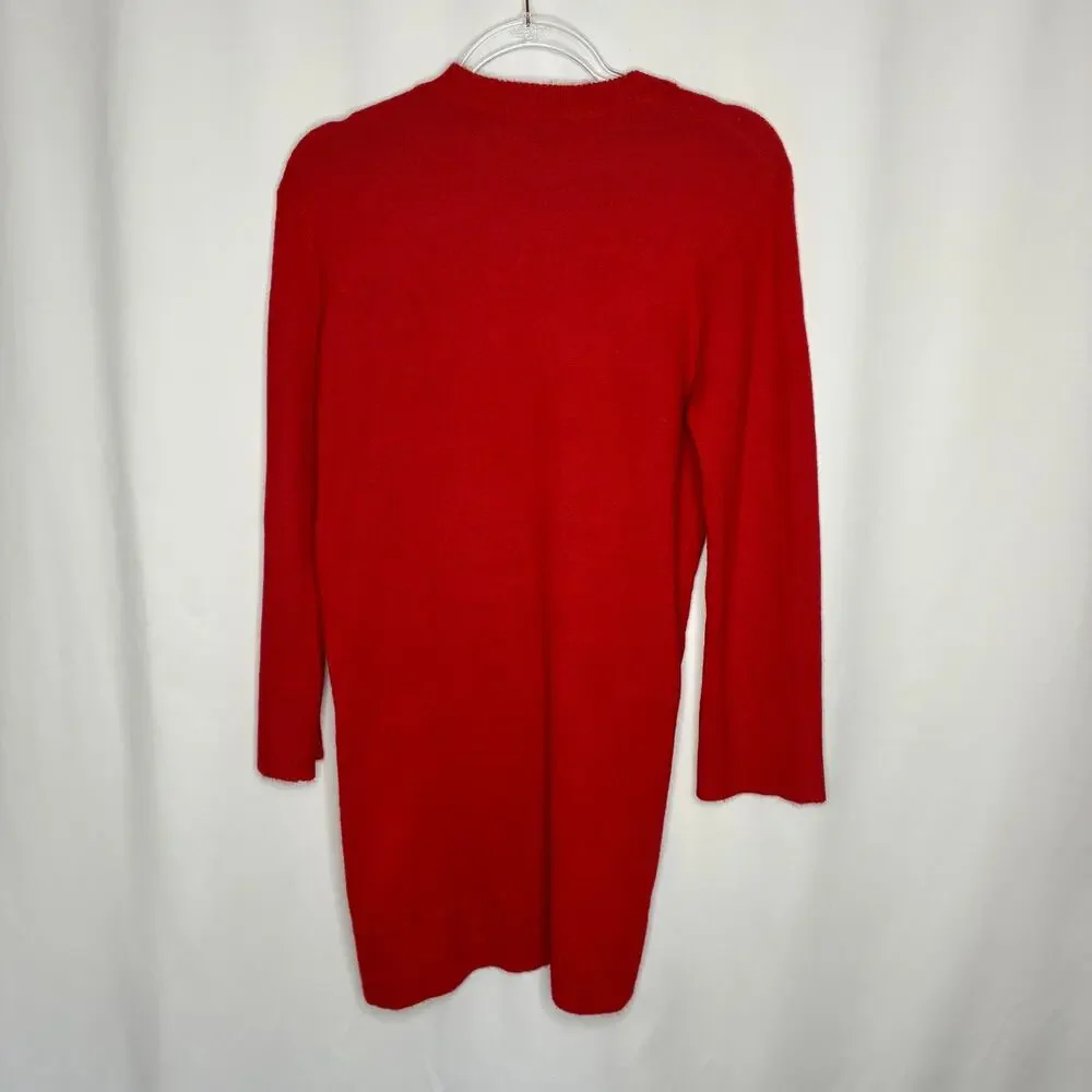 Lands' End Red Sweater Mini Dress Long Sleeve Acrylic Blend Womens XS